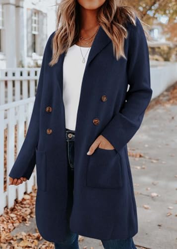 KIRUNDO Cardigan Sweaters for Women 2026 Fall Open Front Knit Sweater Jackets Business Casual Long Coatigan Winter Clothing(Navy, Small) — view 5