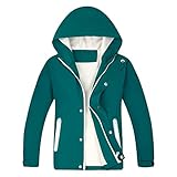 Hstyle Jungen Mädchen Regenjacken mit Kapuze Warme Regenmäntel Wasserdicht Ski Fleece gefüttert Windjacken