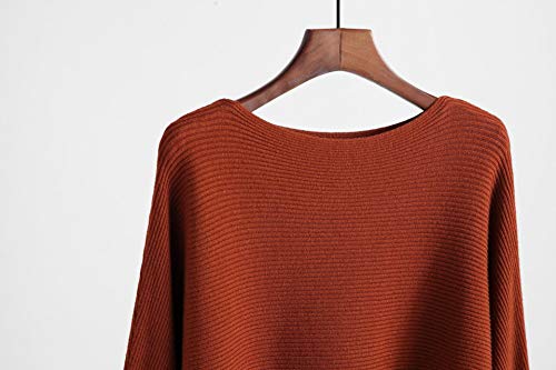 Image of EDSTAR Women Dolman Batwing Sleeves Knitted Sweaters Winter Boat Neck Pullovers Tops