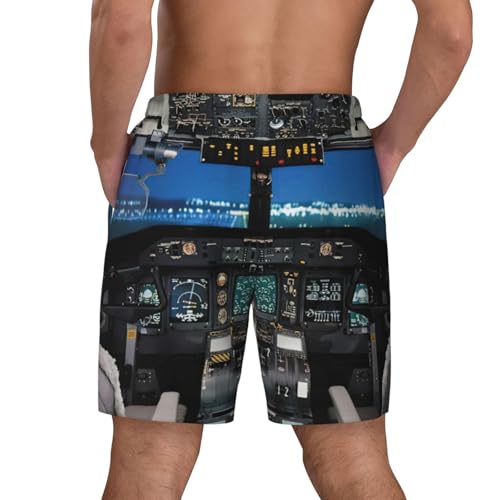 Airplane Cockpit Print Mens Swim Trunks Quick Dry Board Shorts Mesh Lining, Breathable Beach Surf Shorts4