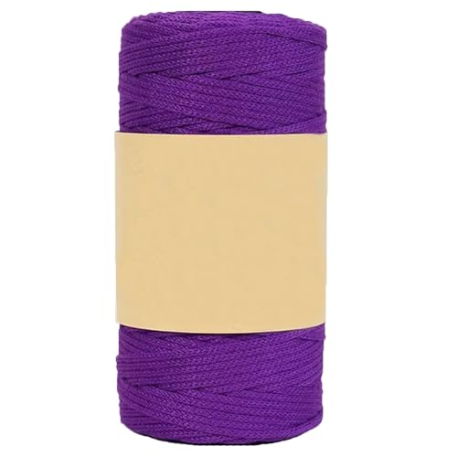 150g/5.29oz Cotton Round Rope Yarn Hollow Knitted Crochet Yarns for DIY Hat Bag Basket (Purple)