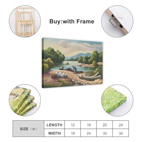 Impression giclée de rivière Thomas Hart Benton sur toile 40x61 cm avec cadre