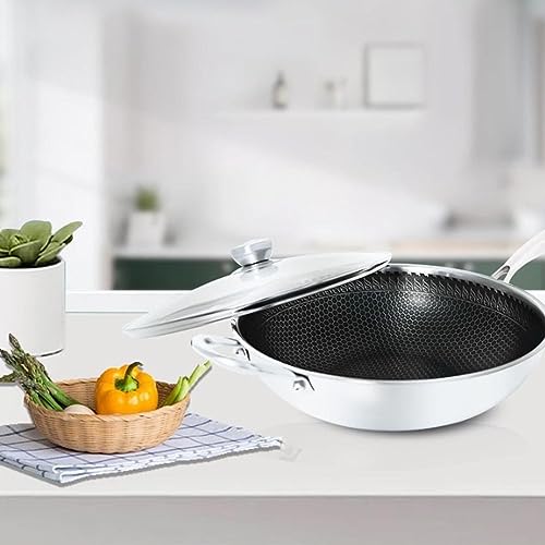 Wok antiadherente de acero inoxidable 12.6 pulg con tapa miniatura 5