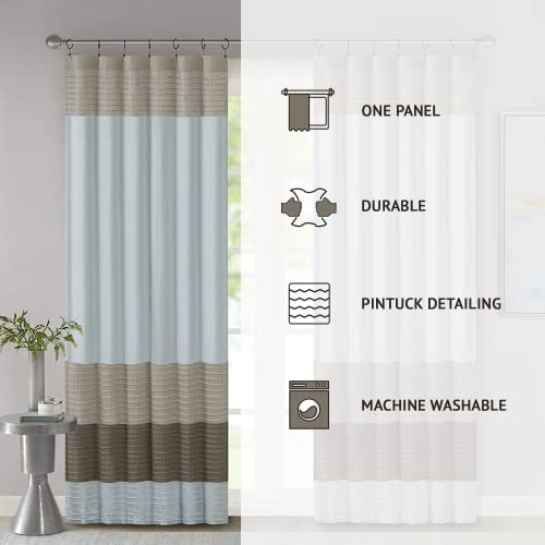 Madison Park Amherst Single Panel Faux Silk Rod Pocket Curtain With Privacy Lining For Living Room, Window Drape For Bedroom And Dorm, 50X84, Blue #TOP7