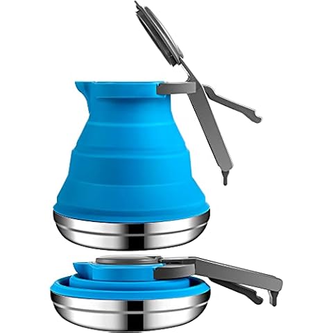 Camping Coffee Pot Portable Camping Pot Camping Kettle Outdoor Camping Coffee Pot Hiking Camping Kettle for Hiking Travel and Outdoors (Blue) Cover