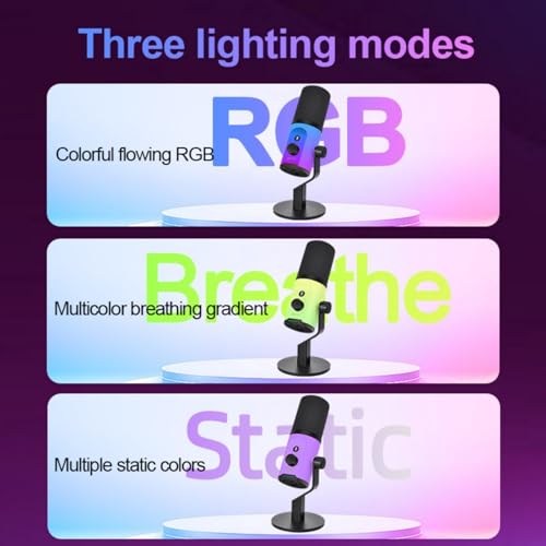 Micrófono USB para juegos con control de sonido ajustable e iluminación de color 5
