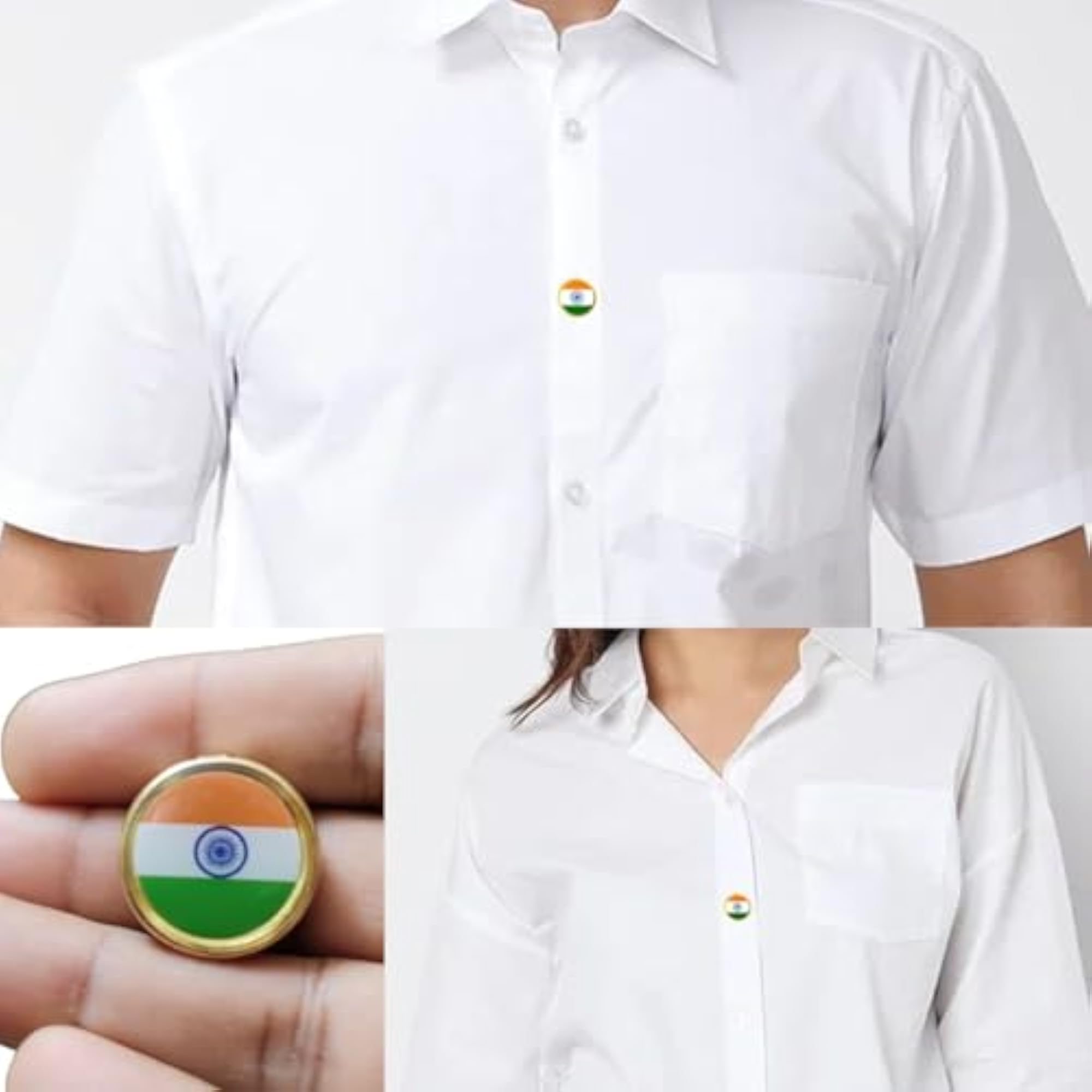 Indian Flag Gold Badge for Men & Women