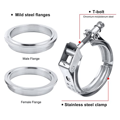 Evil Energy V Band Clamp Quick Release Stainless Steel With Flange Male Female Mild Steel (3.5 Inch) #TOP2