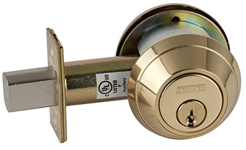 Schlage B662P 605 C123 Keyway B600 Series B600 Grade 1 Deadbolt Lock, Double Cylinder Function, C Keyway, Bright Brass Finish