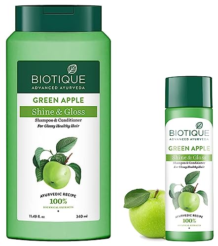 Biotique Bio Green Apple Fresh Daily Purifying Shampoo & Conditioner for Oily Scalp & Hair, 340 ml And Biotique Bio Green Apple Fresh Daily Purifying 