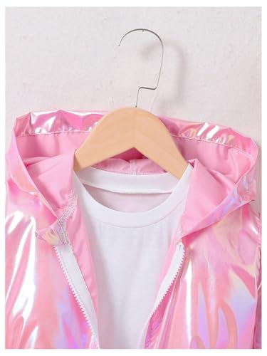 SOLY HUX Toddler Girl's Zip Up Hoodie Jacket Laser Shiny Long Sleeve Elastic Winter Warm Coats Clothes3