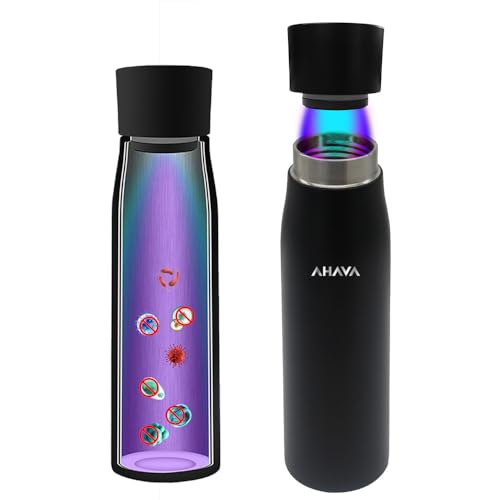 AHAVA Smart Self-Cleaning UV Sterilising Water Bottle 750ml | Superior 316 Stainless Steel | 1-Year Guarantee | Drink Alerts | Temperature Indicator | Ideal for Travel, Gym, School, Office (Black) - Image 7