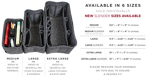 Pelikus Felt Purse & Tote Organizer Insert/Multi-Pocket Handbag Shaper (Large, Chocolate) - Thumbnail 5