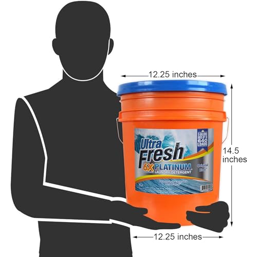 Image of Ultra Fresh 6X Platinum 5 Gallon Liquid Laundry Detergent, Concentrated Laundry Soap with Deep Cleaning Power for Washing Machine, Original Blue