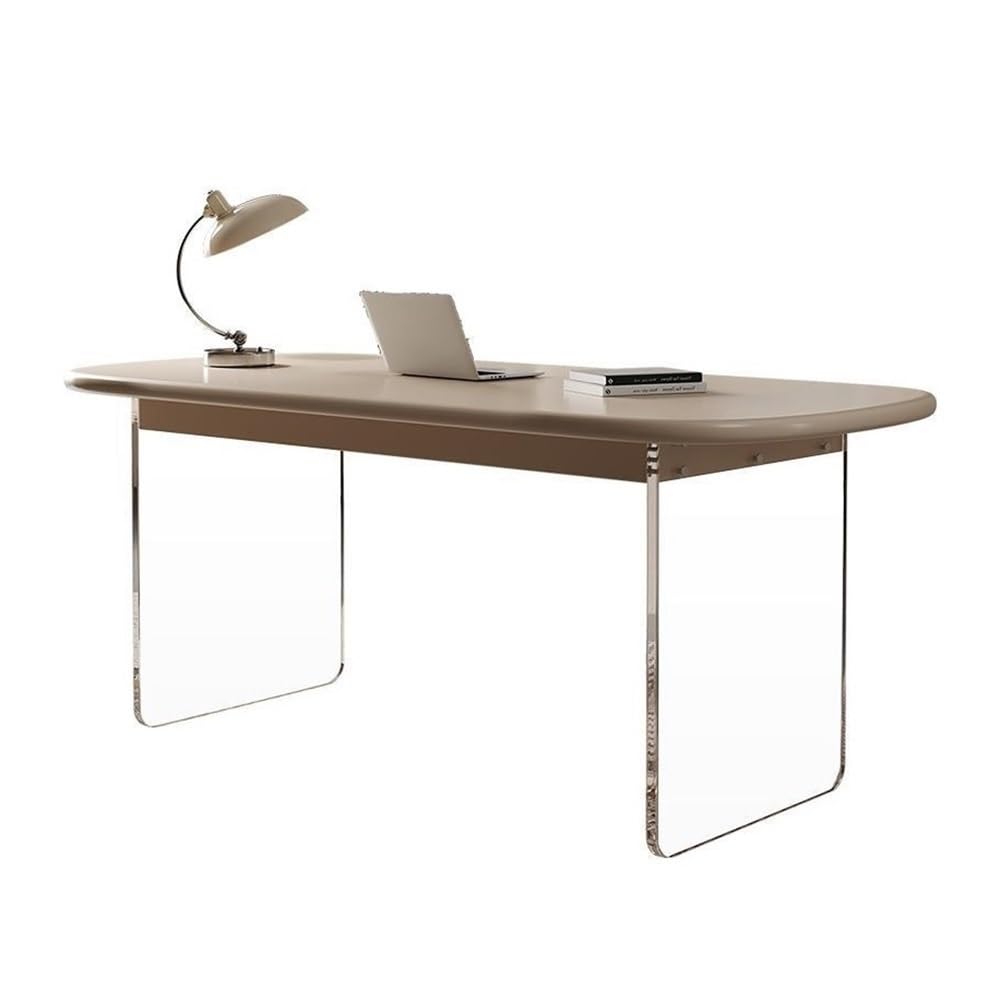 Acrittura Workstation bianca con gambe in acrilico trasparente