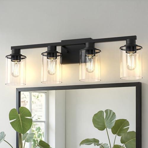 Image of DORESshop Bathroom Light Fixtures Over Mirror, Modern Vanity Light Black
