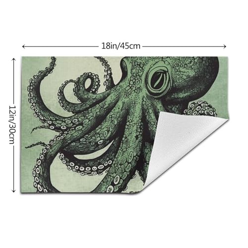 Lot de 4 sets de table PVC lavables vert imprimé pieuvre pour dîner fête
