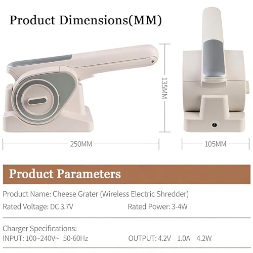 Rallador eléctrico inalámbrico con 2 tambores giratorios miniatura 2