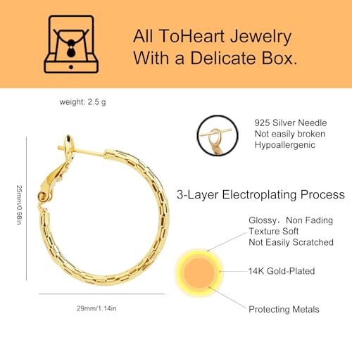 ToHeart Gold Hoop Earrings for Women Hoop Earrings 14k Earrings Gift2