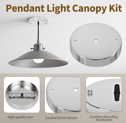 Image of Sangle Sopffy Pendant Light Canopy Kit, 4.7 Inches Ceiling Lighting Canopy Kit with All Mounting Hardware Modern Chandelier Ceiling Plate Cover for Pendant Lighting Fixtures (Silver, 4.7 inch)
