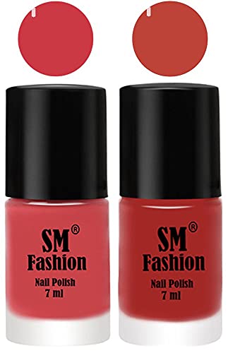 Image of Long Lasting Nail Polish | Nail Paint Combo 7 ml Each) - Set of 2 Punch Pink-Dark Nude