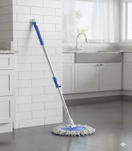 OSLEN Classic Spin Mop Spares Set Handle with Microfibers Refill Standing Magic Pocha with Easy Grip Handle Mop Stick Rod ( All in One mop Stick Use )
