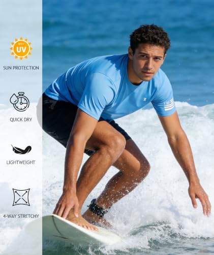 Men Rash Guard Shirts UV UPF 50+ Sun Protection Swim Shirt Short Sleeve Workout T-Shirts Lightweight Moisture Wicking Running Athletic Tee - image 2