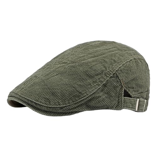 Nueva gorra de lengua para hombre en otoño e invierno, gorra de pintor retro británica, gorra casual hacia adelante, parte delantera y trasera se puede combinar con un par de pana, verde, talla única