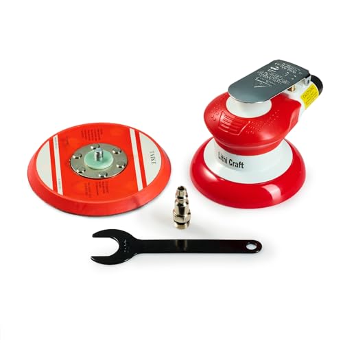LithiCraft Professional 5-inch Pneumatic Random Orbital Sander 12,000 RPM High-Speed Grinding Features hook-and-loop backing pad Ideal for automotive, metal, and woodworking polishing (5 inch)