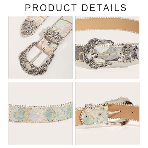Vintage Flower Pattern Waist Belt For Women Carved Buckle PU Leather Belt Waistband For Pants Cowgirls Waist Ornament4