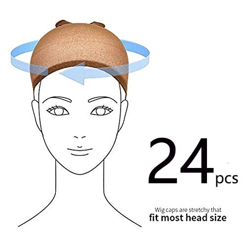 Stocking Wig Caps, DEPHNARSA 24pcs Stretchy Nylon Wig Caps Stocking Caps For Wigs Wig Caps For Women Man (Dark Brown) - Image 2