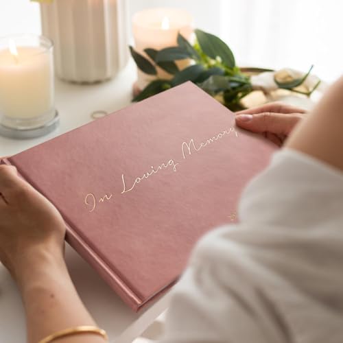 Image of Funeral Guest Book - Celebration of Life Guest Book with Rollerball Pen for Memorial Service - Funeral Memory Sign in Books for Over 300+ Guests - Funeral Decorations with In Loving Memory Table Sign