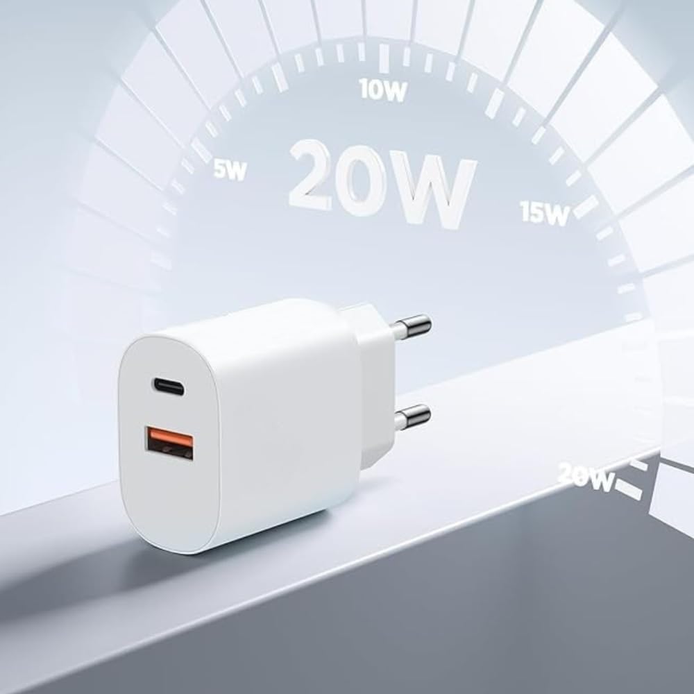 Szybka ładowarka USB C, 2 porty, zasilacz, PD, 20 W, USB C, zasilacz USB, gniazdo A, do iPhone'a 17, 16, 15, 14, 13, iPad, Galaxy S24, S23, Pixel 9