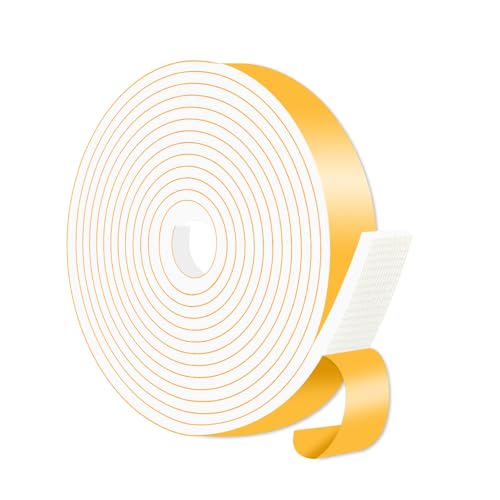 MIKONIYA Dichtungsband Selbstklebend,Türdichtung Selbstklebend,Dichtungsband zur Isolierung von Türrahmen,Fenstern und Klimaanlagen (Weiß,25mm x...