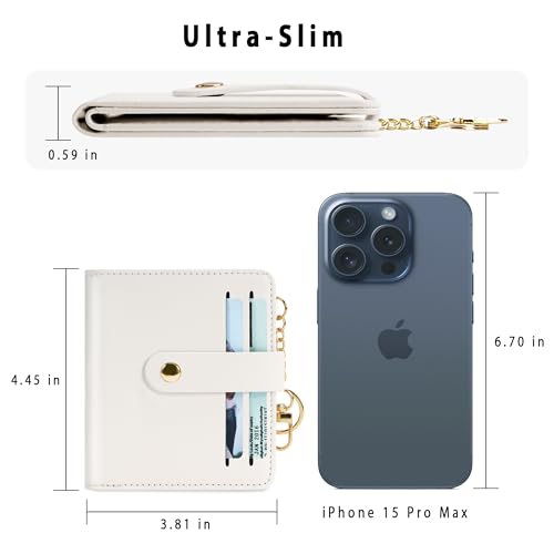 Image of Airkit Small Wallet Women RFID, PU Leather Card Holder with Keychain | Slim Compact Zipper Coin Purse for Ladies, Travel Holiday Gifts for Mom, Cute Mini Bifold Wallets