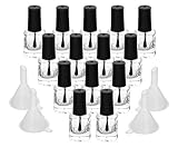 Yebeauty 20 PCS Empty Nail Polish Bottle, 5ml/0.17oz Refillable Clear Glass Bottles Vials Container with Soft Brush Cap Funnels Set for Nail Art Sample