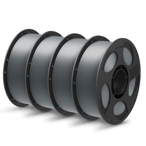 Image of ANYCUBIC PLA Plus (PLA+), 3D Printer Filament 1.75mm Bundle, High Toughness, Dimensional Accuracy + /- 0.02mm, Print with Most FDM 3D Printers, 4 Pack 1KG Reusable Spool(2.2 lbs) Texture Grey