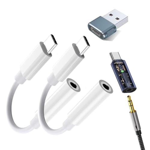 Adaptateur USB C vers Jack 3,5 mm blanc lot de 4 pour iPhone 15 16 17 et MacBook avec câble type C