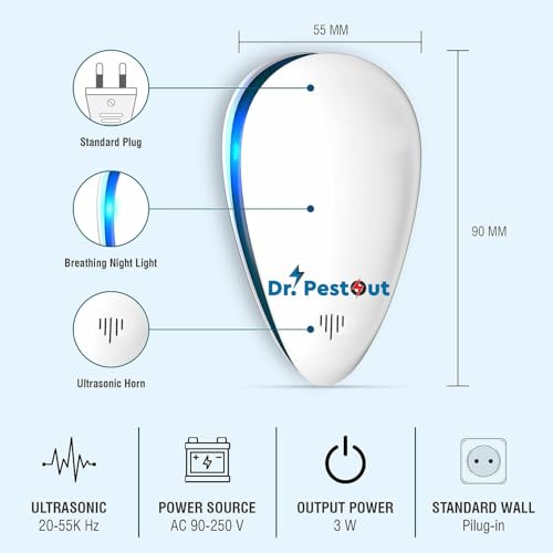 Prextex Ultrasonic Electric Pest Repellent Machine to Repel Lizard, Rat, Cockroach, Mosquito, Home Pest & Rodent Repelling Aid for Reject Ants for Reject Insect Mosquito Killer (1)