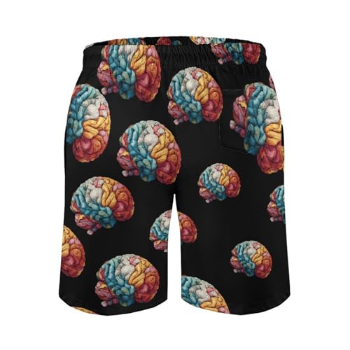 Colorful Brain Mens Swim Trunks Quick Dry Board Shorts Beach Swimwear Bathing Suits3