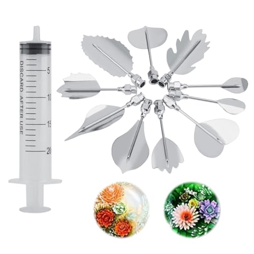 Herramientas de arte de gelatina de gelatina, agujas de acero inoxidable para tartas con flores de gelatina con inyección de 20 ml para decorar tartas con pudín