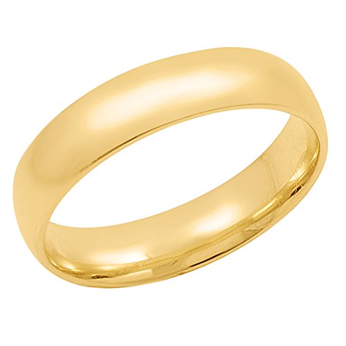 Oxford Ivy Men's Solid 14K Yellow or 14K White Gold 5mm Comfort Fit Solid Plain Wedding Band (Available Ring Sizes 8-14) Solid 14K Gold Rings for Men