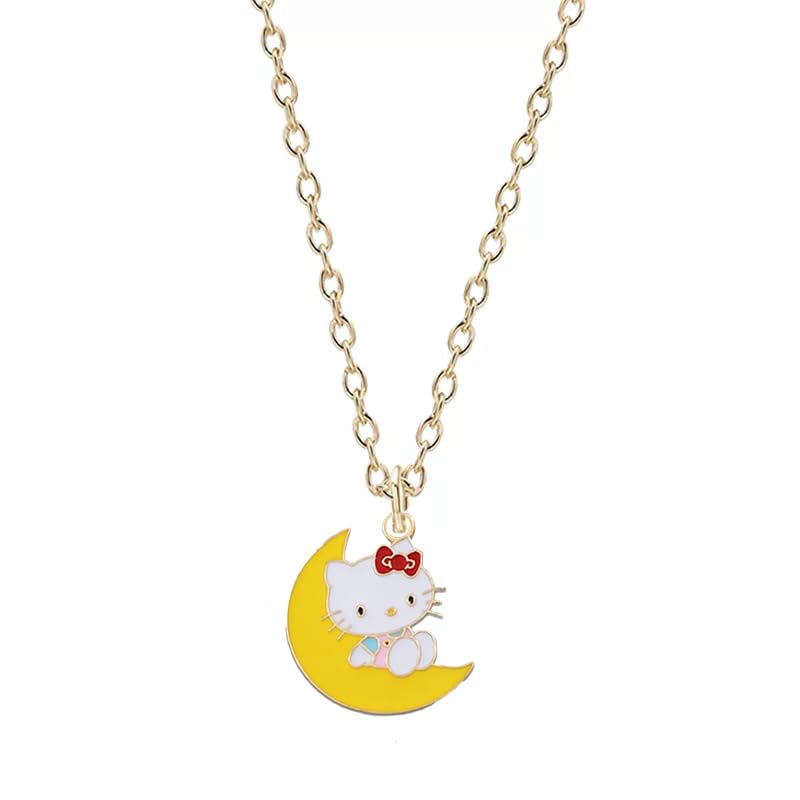Cute Cat with yellow Half Moon Style Necklace For Girls N Women (B0CNKL3FC8) Amazon Price History, Amazon Price Tracker