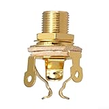 6,35-mm-Stereo-Eingangsbuchse für E-Gitarre, Tonabnehmer-Ausgang, 3-polige Messing-Buchse mit M9-Sockel, kompatibel mit Gold