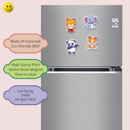 Image of BENAVJI Printed MDF Wooden Tea Food Quotes Funny & Intellectual Fridge Magnets - Set of 4 (Color-21)