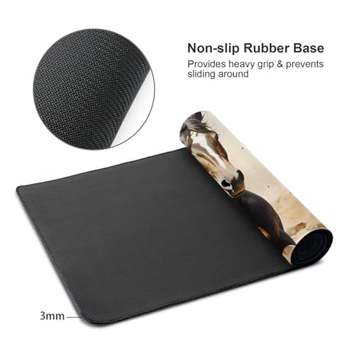 Tapis de souris grand format adhérence maximale HYTTER motif cheval pour bureau