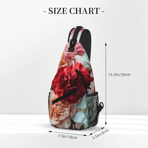 Bolso Sling para Hombre y Mujer Color Negro con Flores miniatura 3