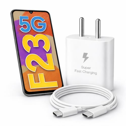 Image of 25W Charger for Samsung Galaxy F23 with Type-C to C Cable | Super Fast Charging PD Adapter for Galaxy S26 /S25 Ultra, S24 FE, M17e /A36 /A16, M15 /M17 /M55 5G, F17 /F70e /Z Fold & S /A /M /F /Z Series Phones