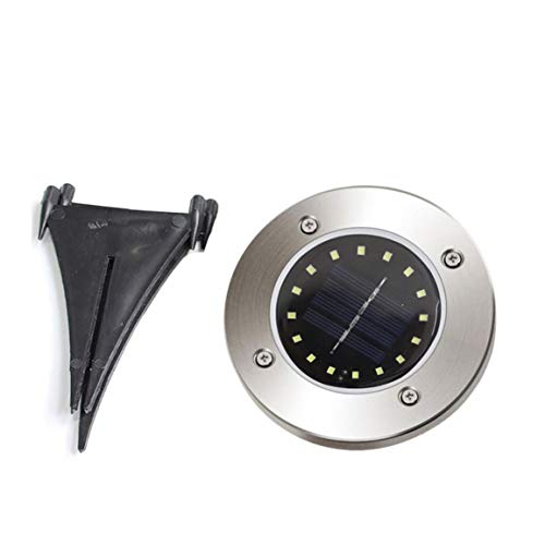 16LED Solar Light Ground Lamp Eco-Friendly Solar Power Disk Lights Home Security Lamp Waterproof Garden Buried Stair Lights(Color:White)16LED