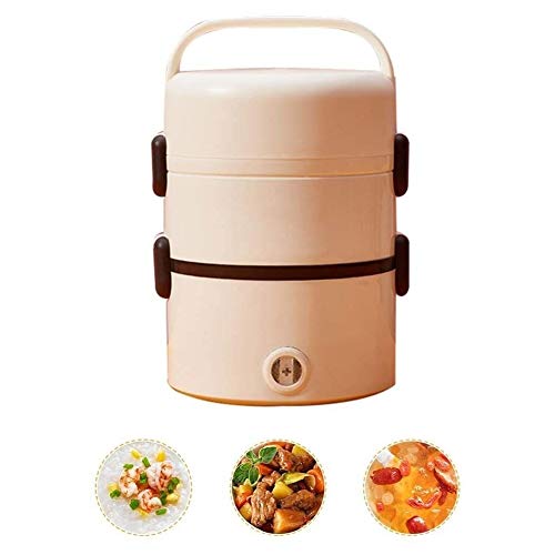 GAOTTINGSD Dörrautomaten Tragbare elektrische Heizung Lunchbox for Kinder Insulated Mahlzeit Kostwärmer Box 3 runder…